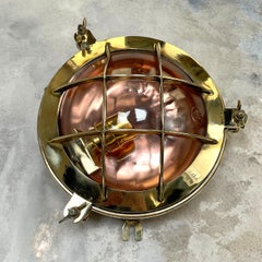 Late Century Dutch Copper & Brass Circular Bulkhead Lamp by Industria Rotterdam
