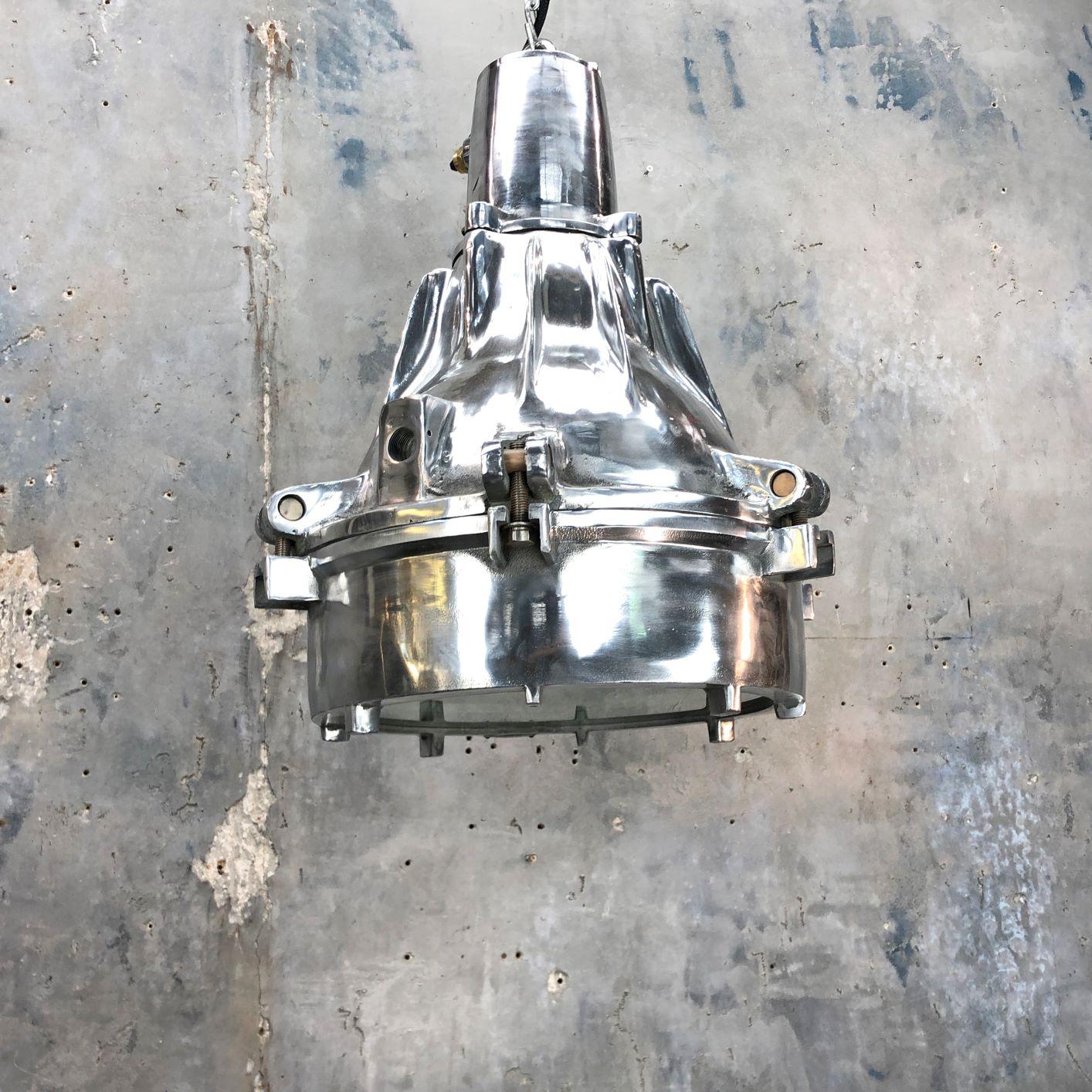 Late Century Explosion Proof Industrial Aluminium and Glass Ceiling Pendant For Sale 3