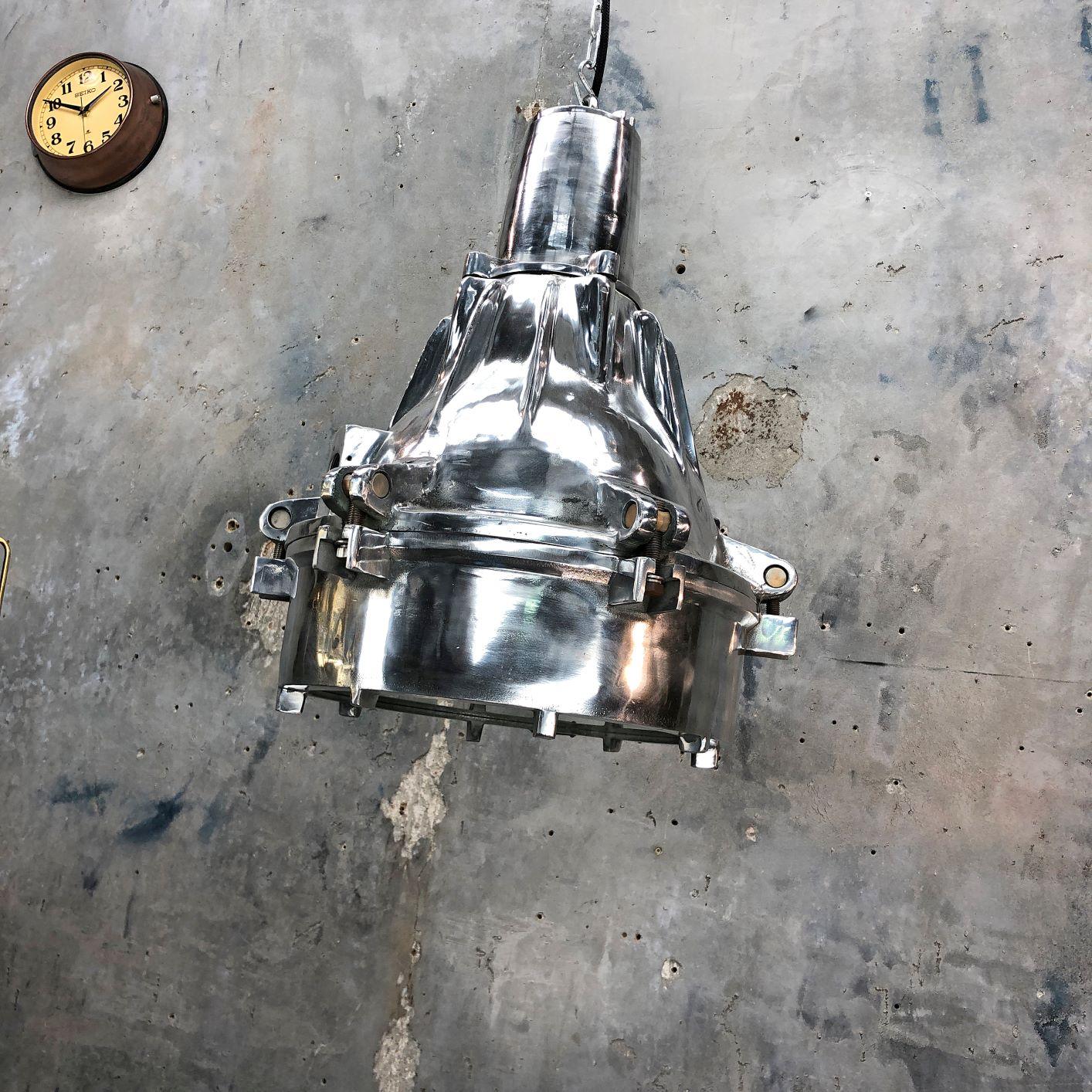 Late Century Explosion Proof Industrial Aluminium and Glass Ceiling Pendant For Sale 4