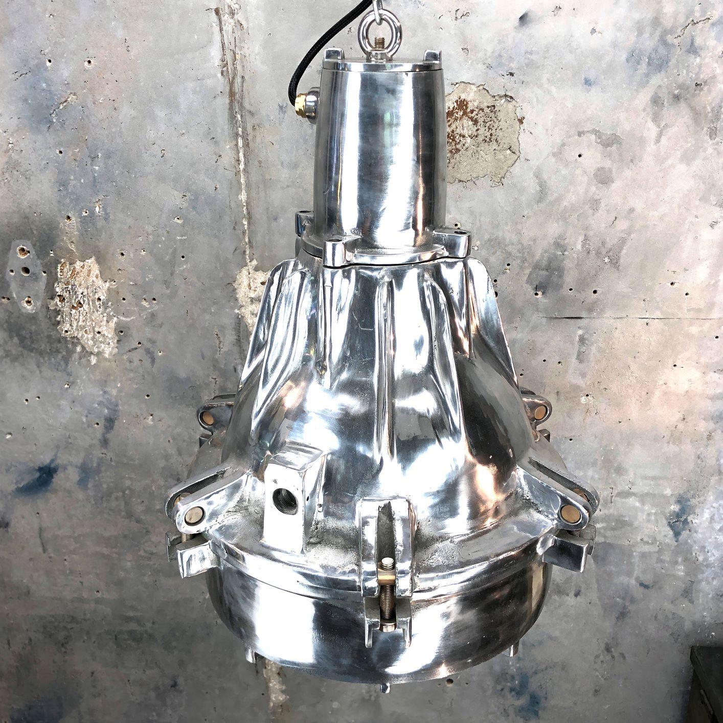 Indian Late Century Explosion Proof Industrial Aluminium and Glass Ceiling Pendant For Sale