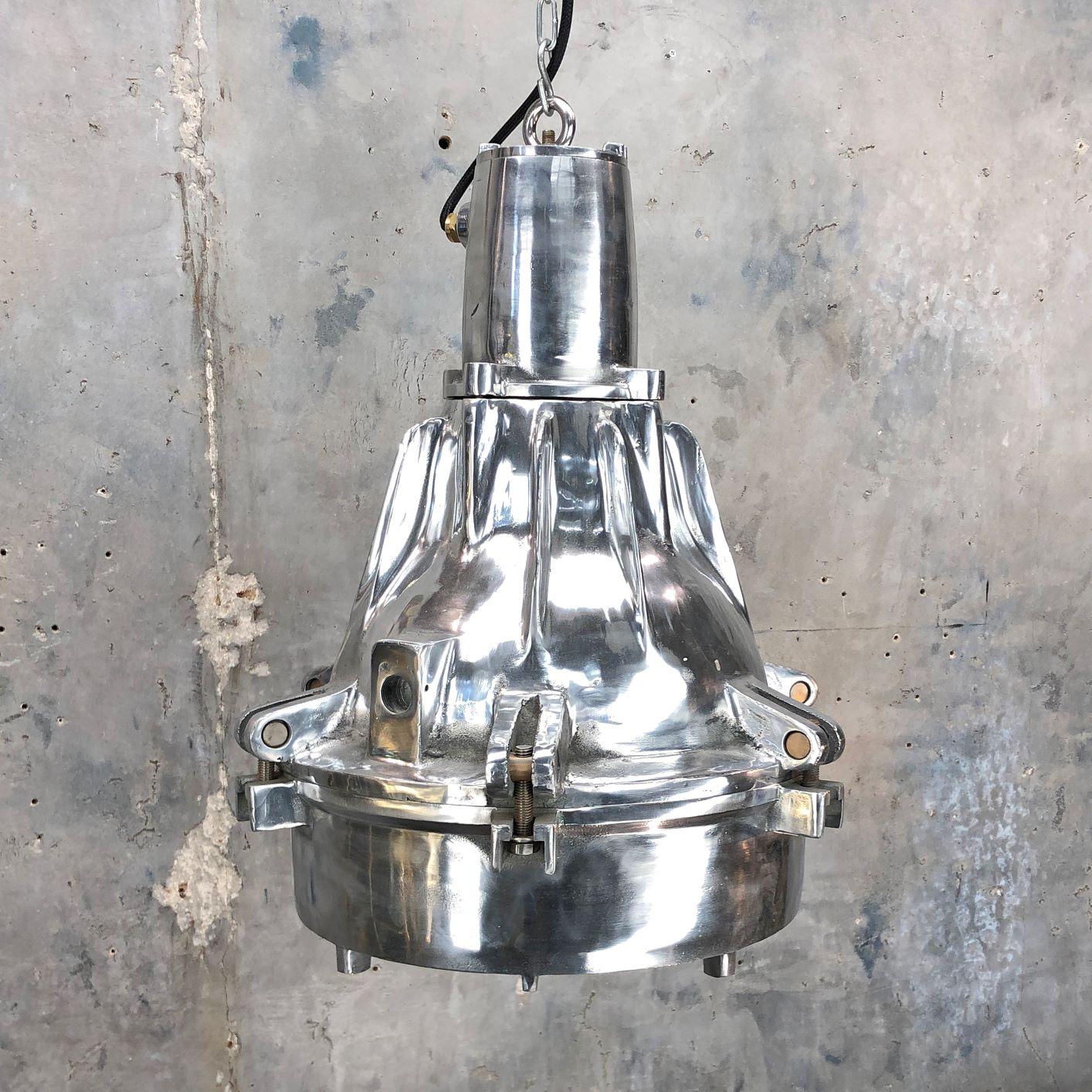 Late Century Explosion Proof Industrial Aluminium and Glass Ceiling Pendant For Sale 2