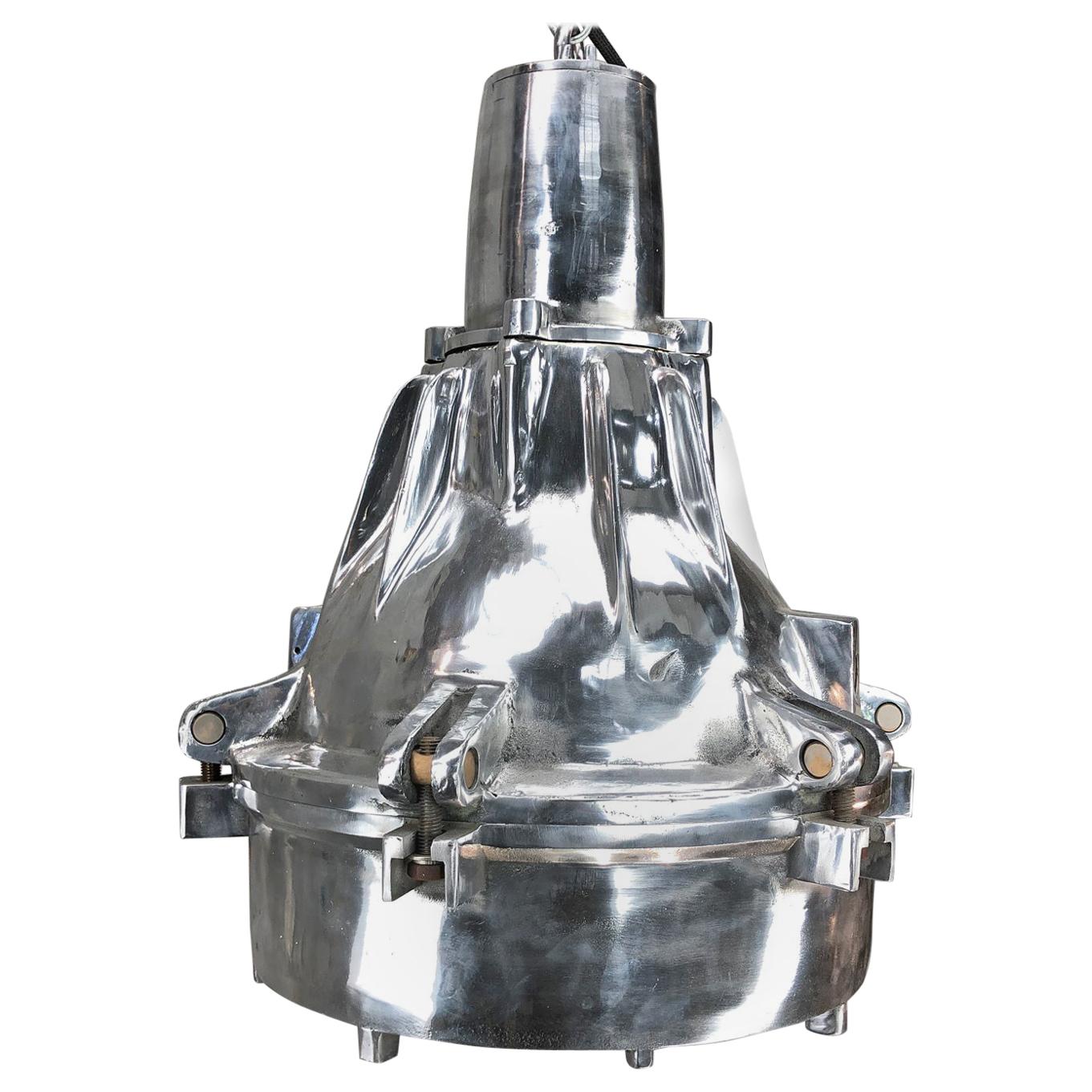 Late Century Explosion Proof Industrial Aluminium and Glass Ceiling Pendant For Sale