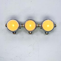 Late Century Frosted Glass Vintage Industrial Spotlight Trio