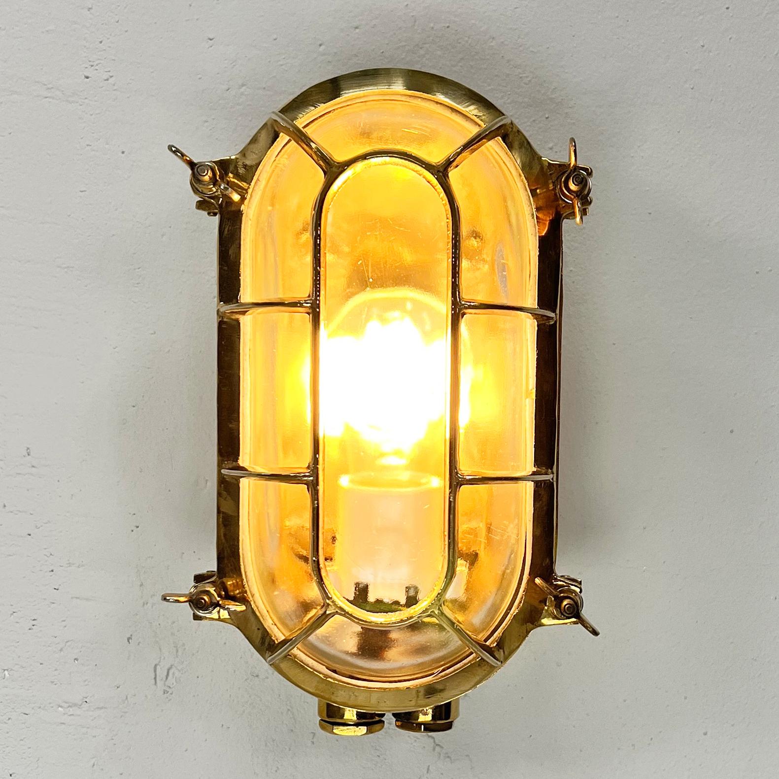 The brass wall sconce is a vintage industrial light fixture built to last a lifetime.  Originally designed for industrial environments, we have salvaged these fixtures from decommissioned cargo ship and professionally restored them. Suitable for