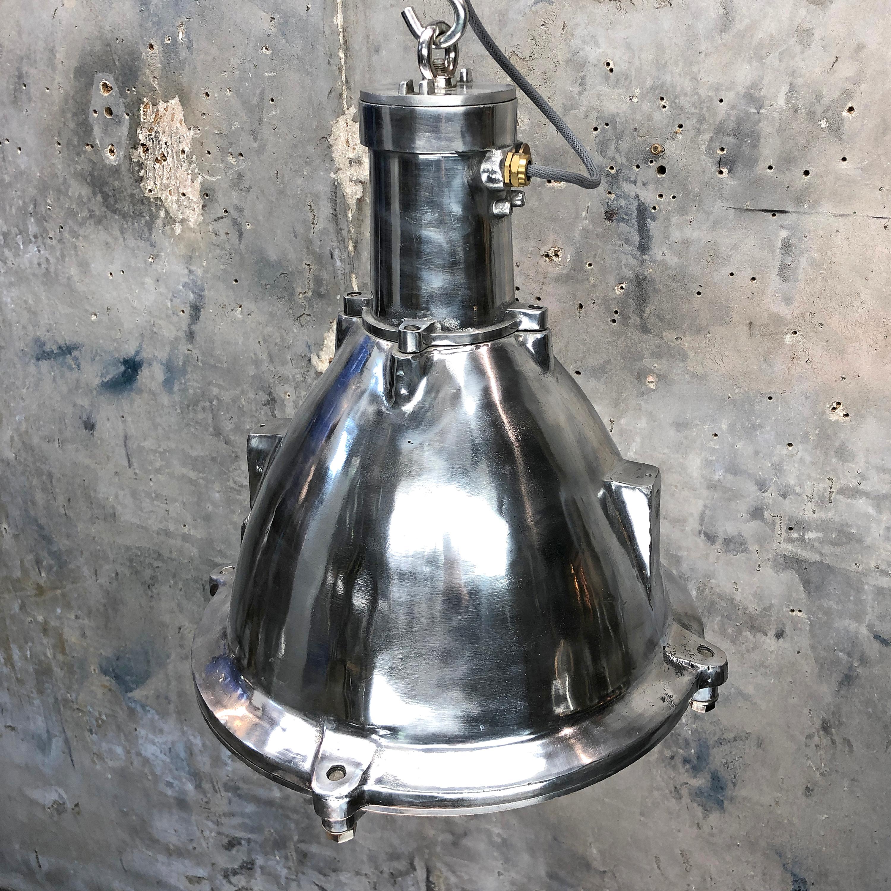 Late Century Industrial Cast Aluminum and Glass Deck Light by British Baliga 6