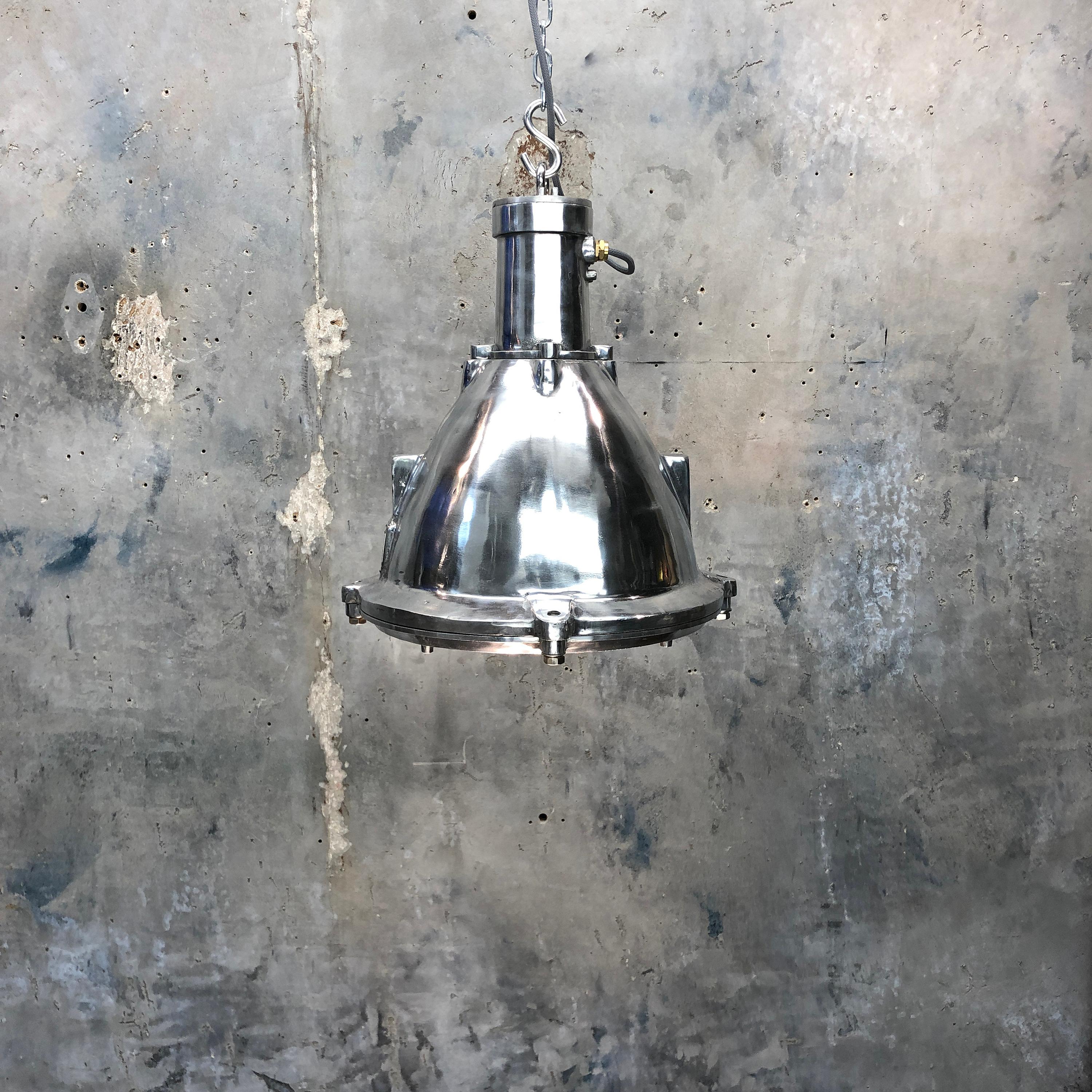 Late Century Industrial Cast Aluminum and Glass Deck Light by British Baliga 9