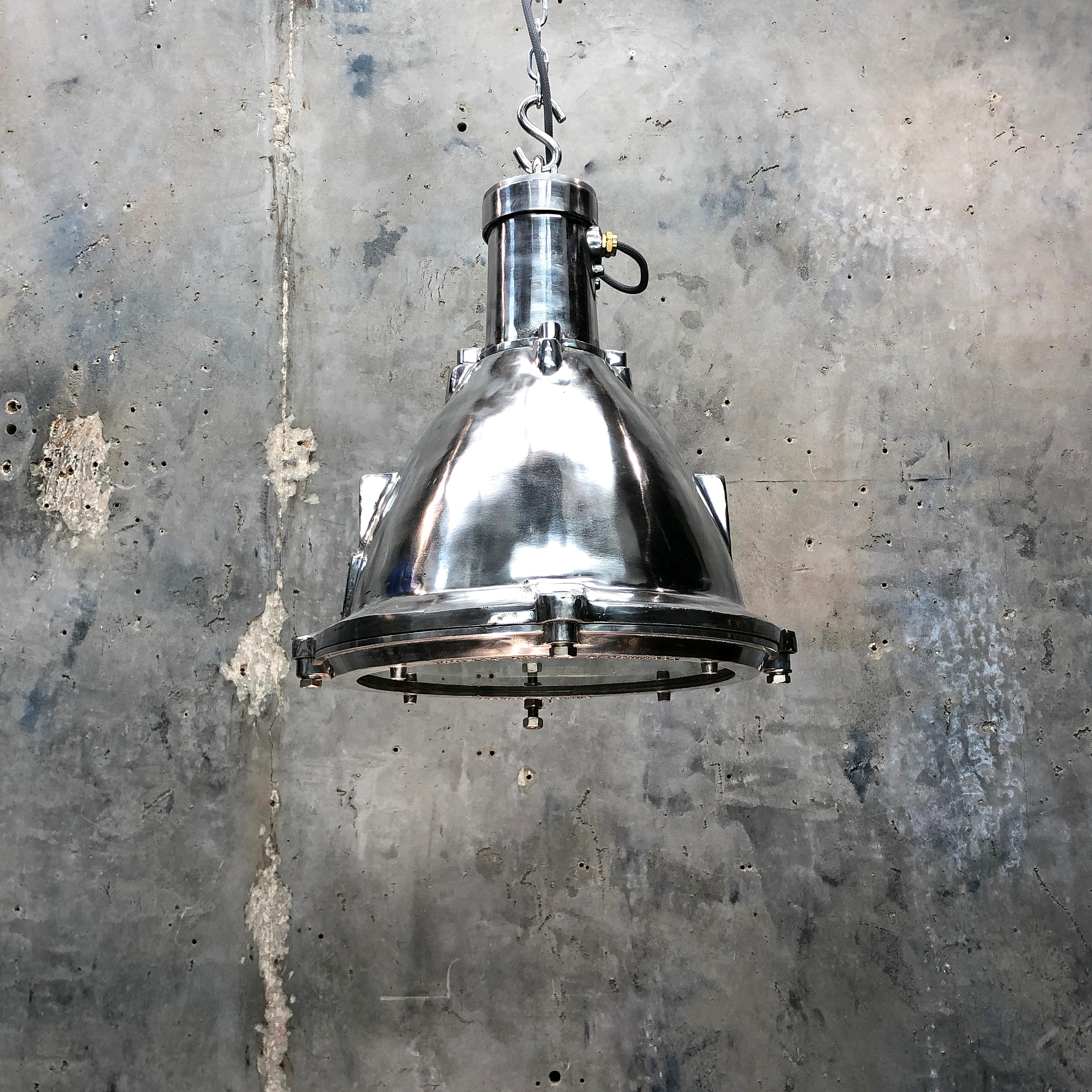 Late Century Industrial Cast Aluminum and Glass Deck Light by British Baliga 10