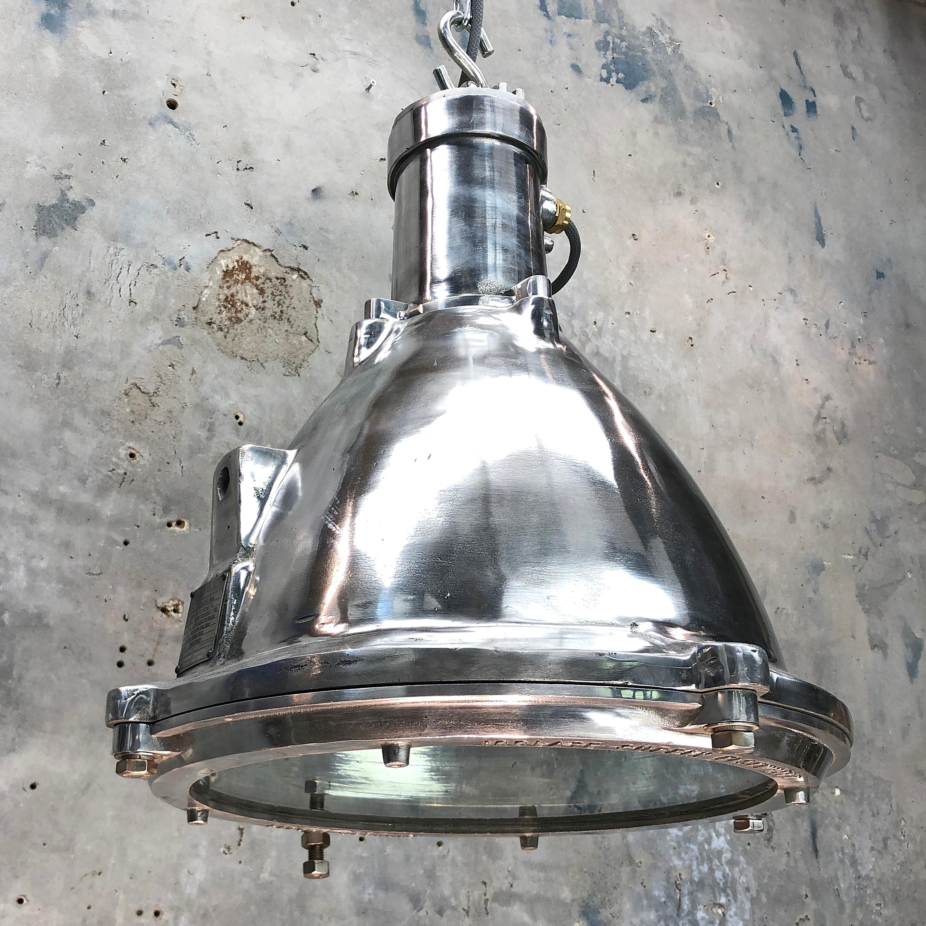 Late Century Industrial Cast Aluminum and Glass Deck Light by British Baliga In Good Condition In Leicester, Leicestershire