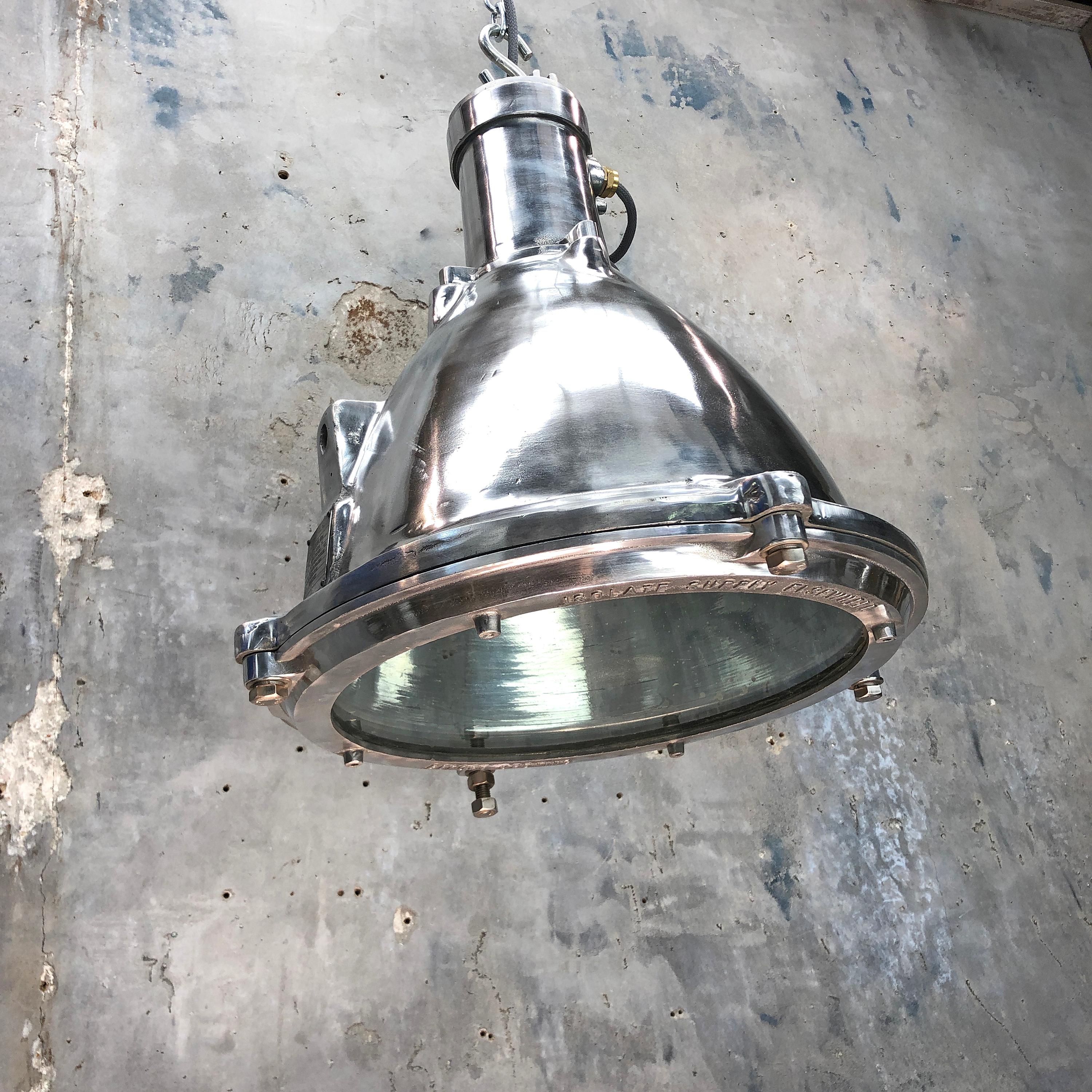 Late 20th Century Late Century Industrial Cast Aluminum and Glass Deck Light by British Baliga