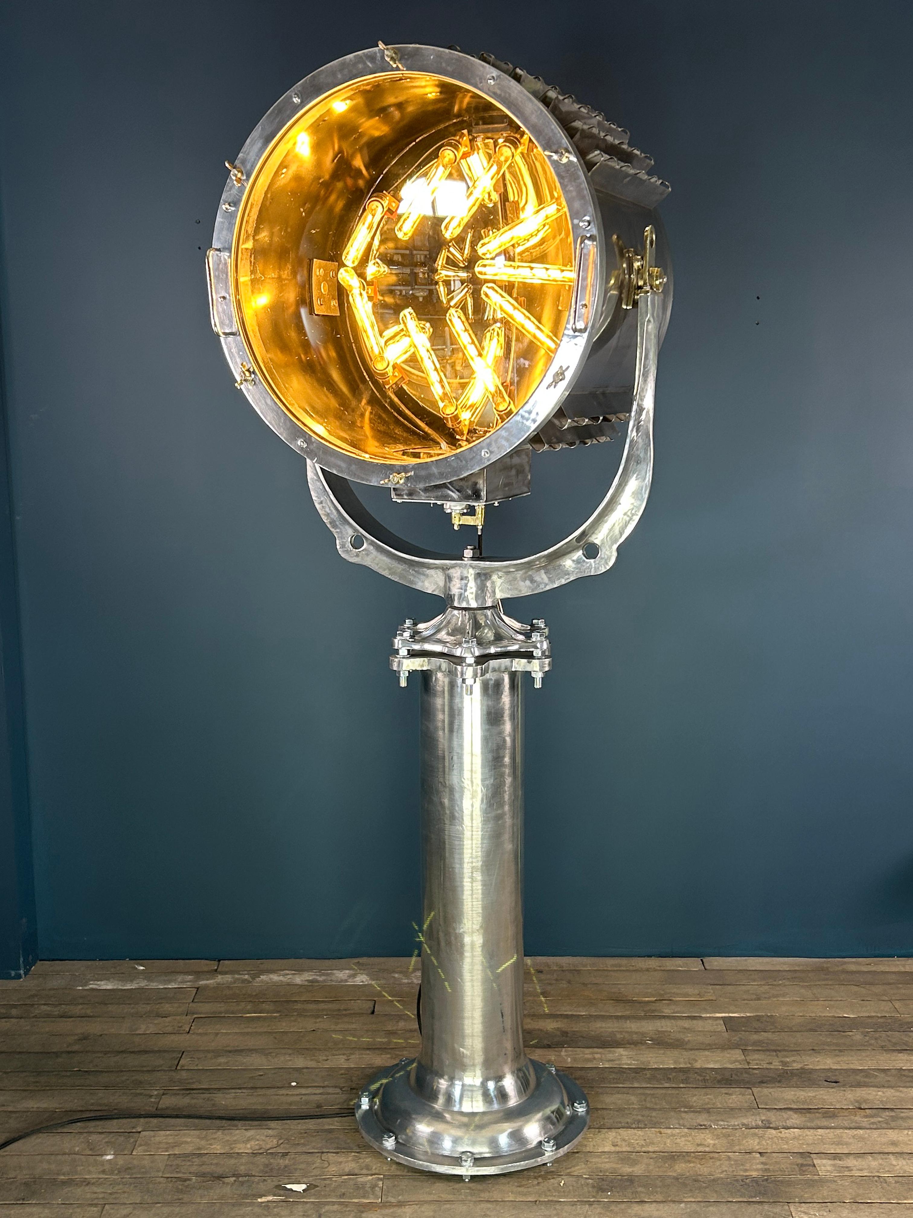 Late Century Industrial Stainless Steel Marine Floor Standing Searchlight For Sale 10