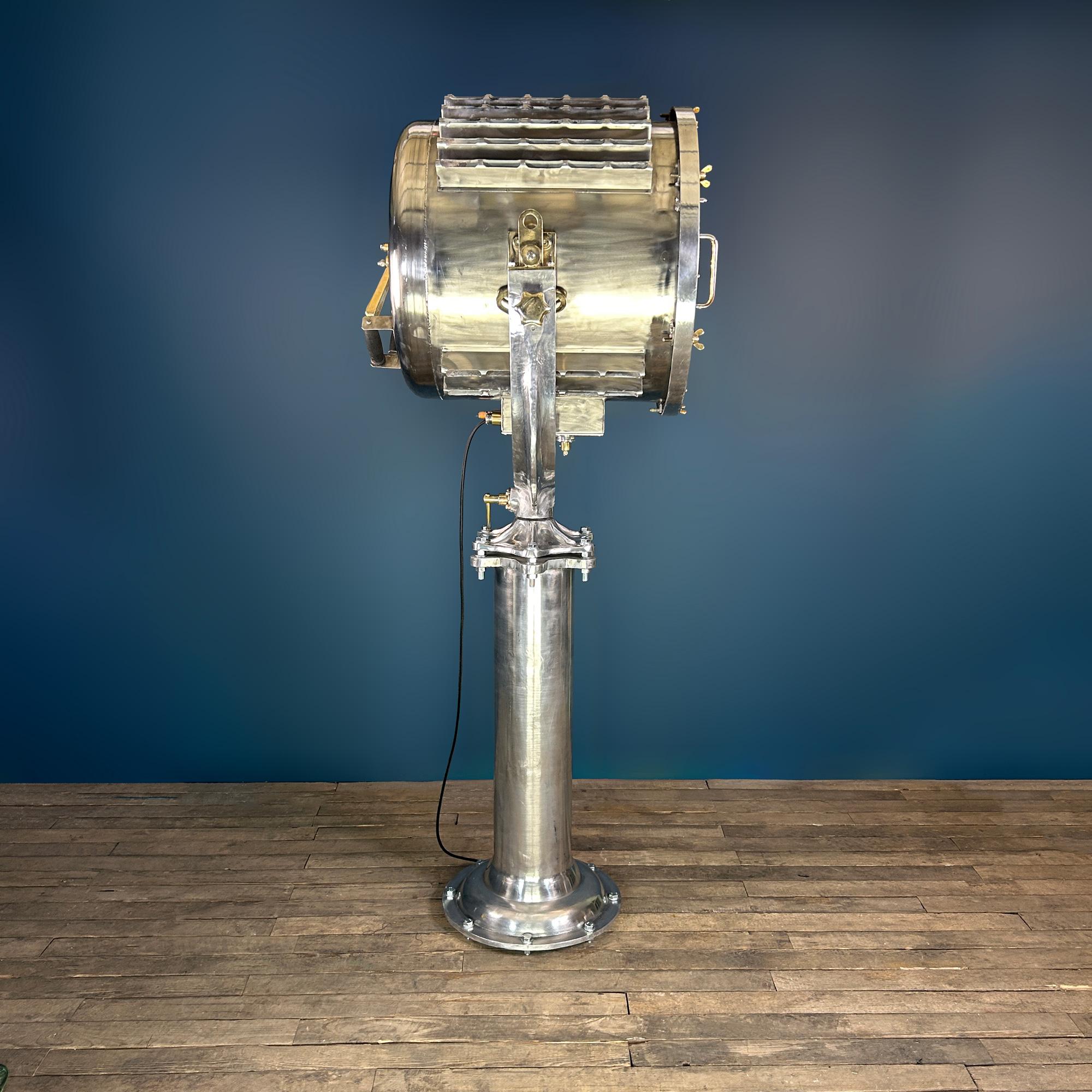 Korean Late Century Industrial Stainless Steel Marine Floor Standing Searchlight For Sale