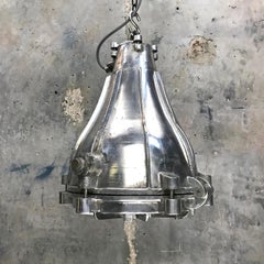 Late Century Japanese Cast Aluminium and Glass Ice Breaker Pendant Light