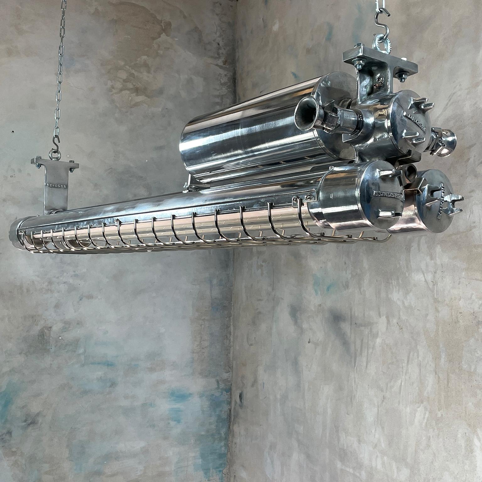 Vintage Industrial flameproof ceiling tube light as seen in the movie Star Wars 'The Force awakens'. Measure: 4ft

Designed and manufactured by Kokosha of Osaka Japan. Originally designed for use on supertankers and military vessels. These lights