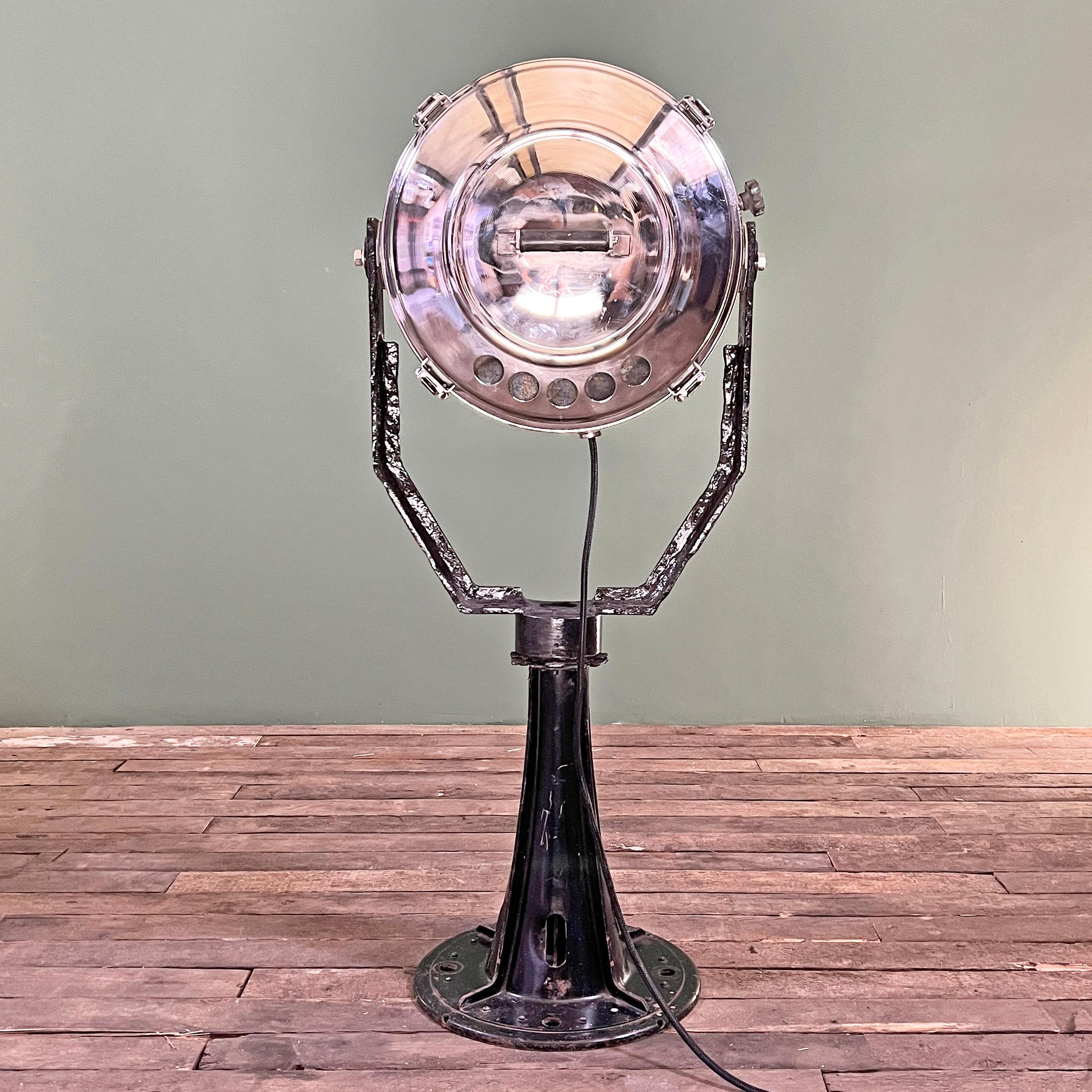 Late Century Japanese Stainless Steel Search Light Floor Lamp For Sale 5