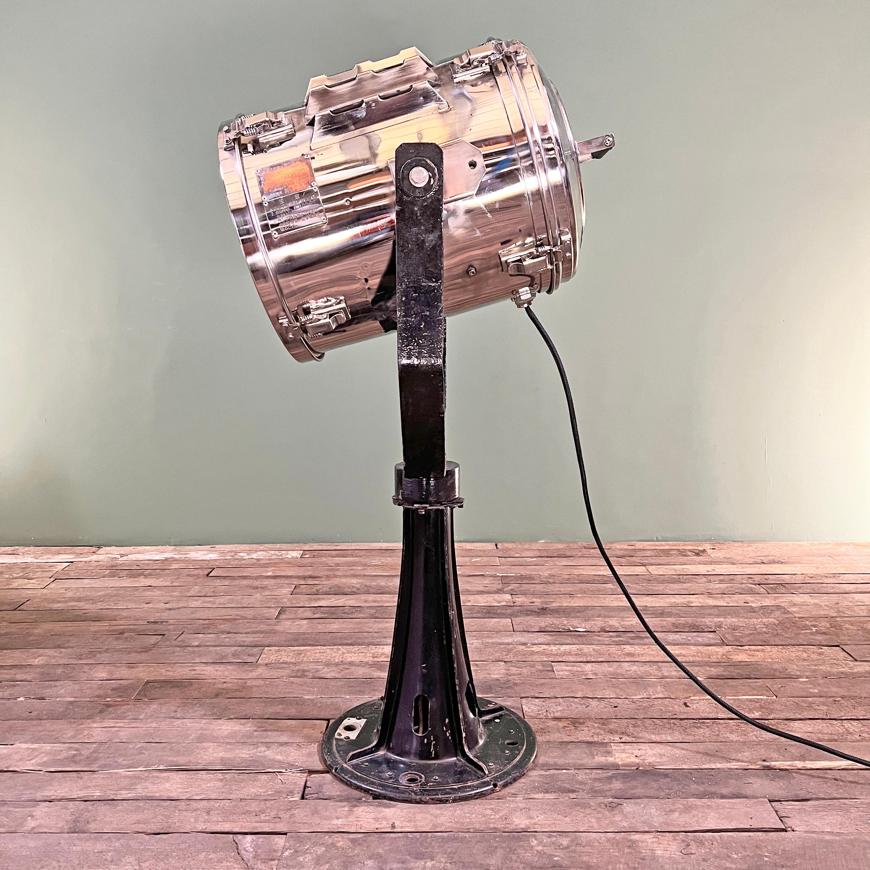 Late Century Japanese Stainless Steel Search Light Floor Lamp For Sale 2