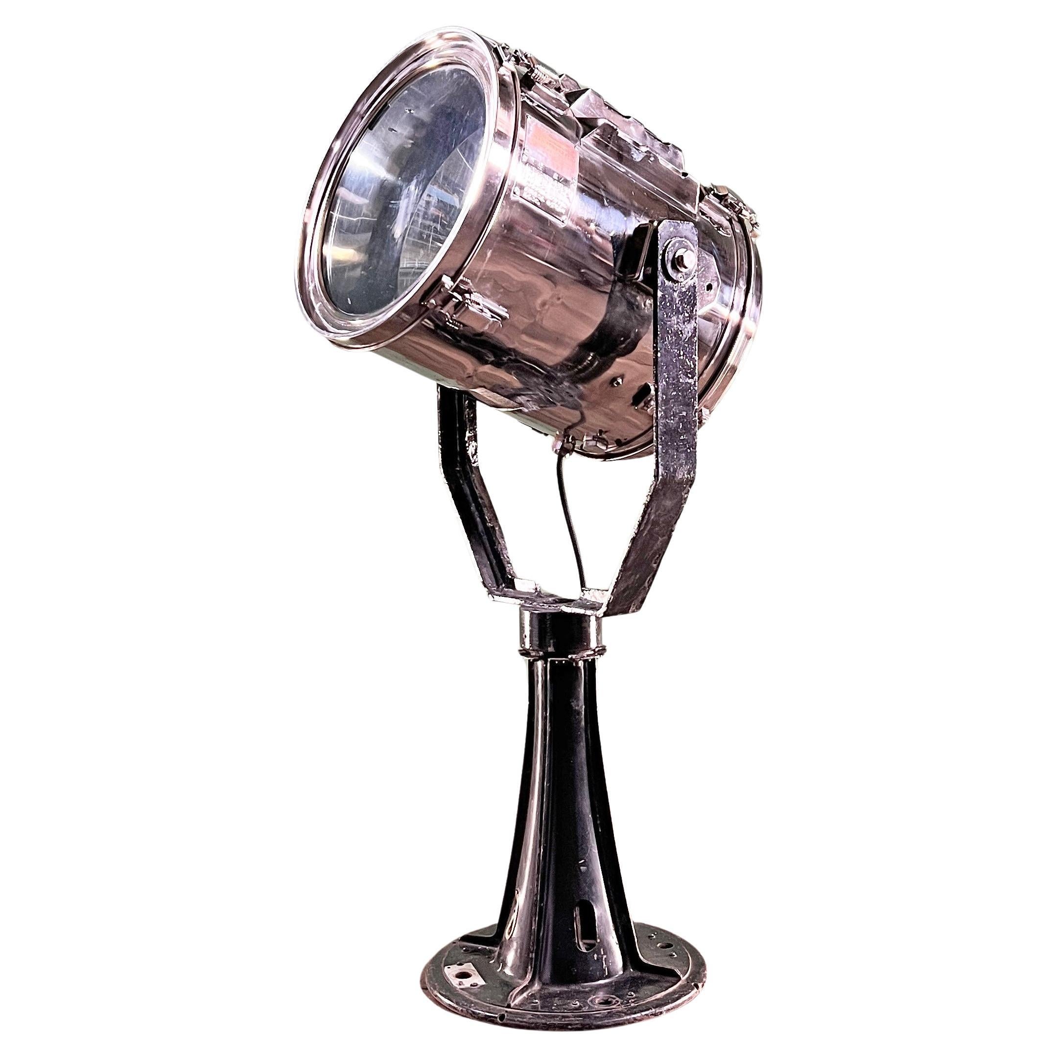 Late Century Japanese Stainless Steel Search Light Floor Lamp