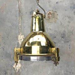 Late Century Korean Industrial Brass, Aluminium and Glass Spot Light Pendant