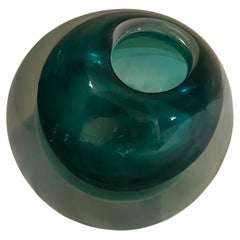 Late-Century Modern Italian Murano Sommerso Heavy Glass Votive Vase Signed "SKL"