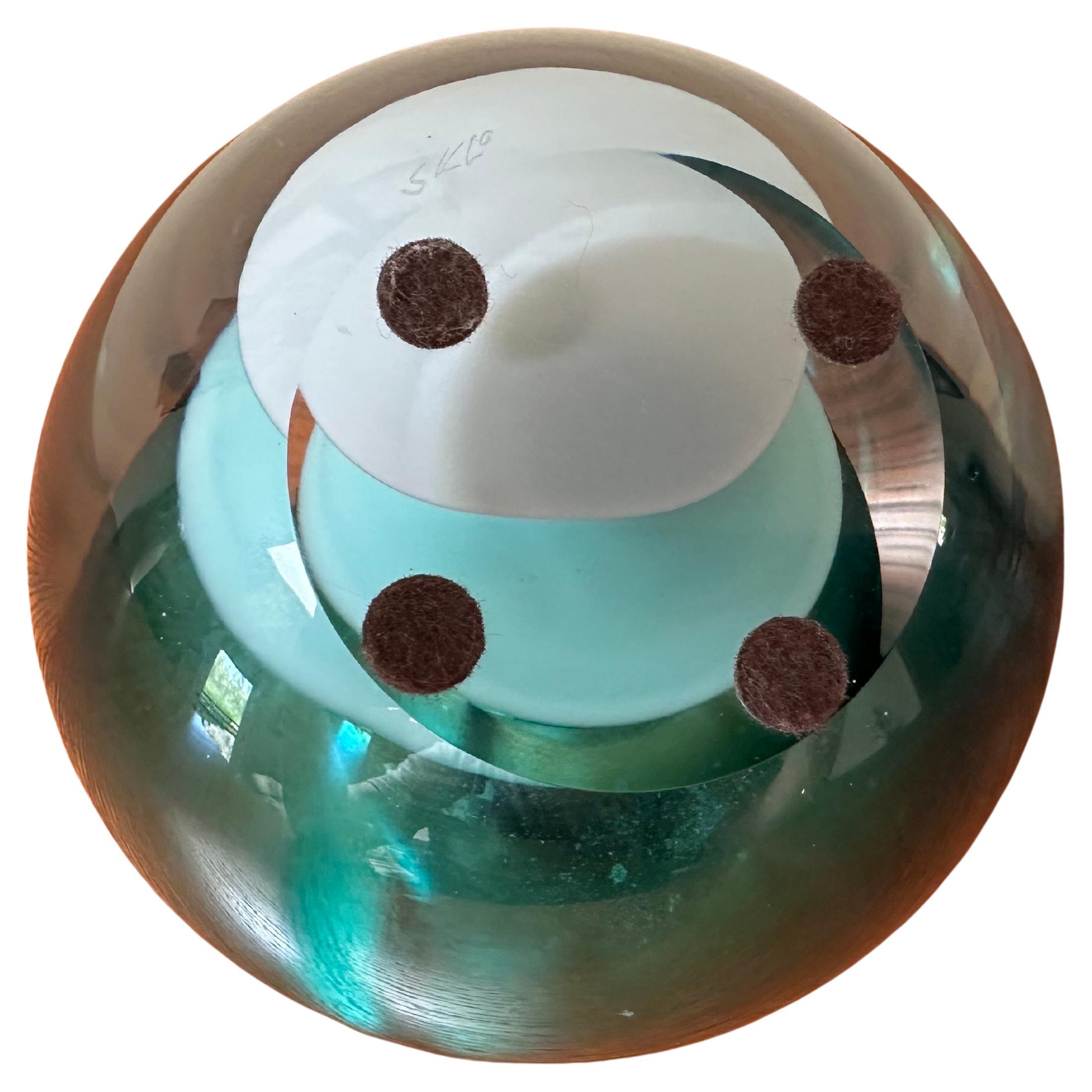 Late-Century Modern Italian Murano Sommerso Heavy Glass Votive Vase Signed 