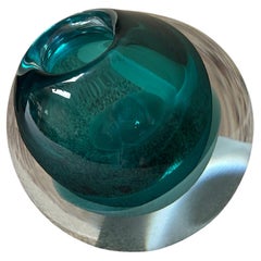Late-Century Modern Italian Murano Sommerso Heavy Glass Votive Vase Signed "SKL"