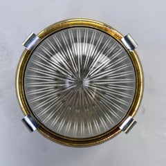 Late Century Small Vintage Industrial Brass Circular Glass Holophane Wall Light