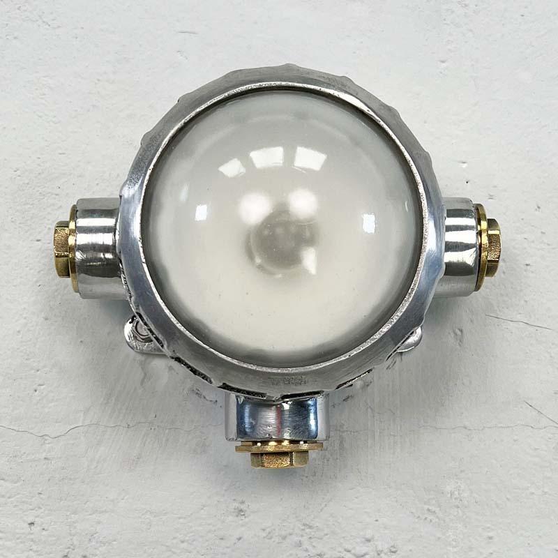 Late Century Vintage Industrial Spotlight - Frosted Glass For Sale 6