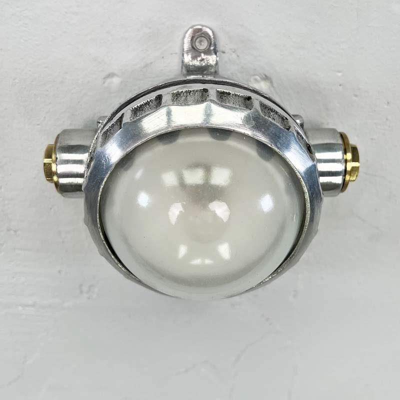 Late Century Vintage Industrial Spotlight - Frosted Glass For Sale 8