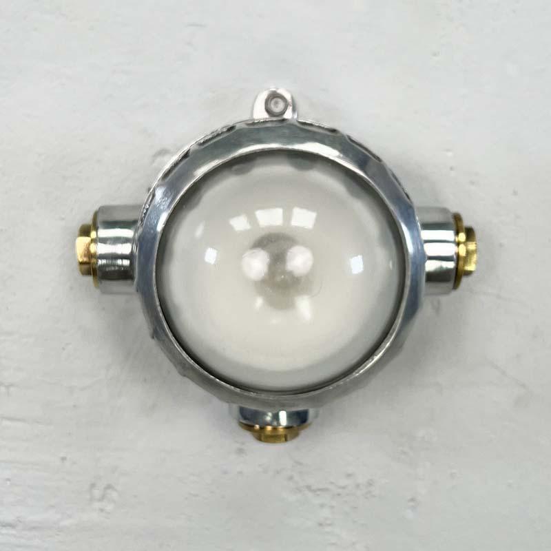 Russian Late Century Vintage Industrial Spotlight - Frosted Glass For Sale