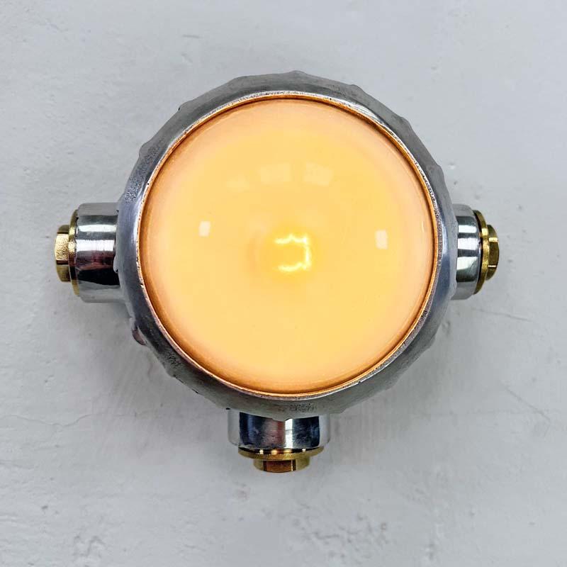 Cast Late Century Vintage Industrial Spotlight - Frosted Glass For Sale
