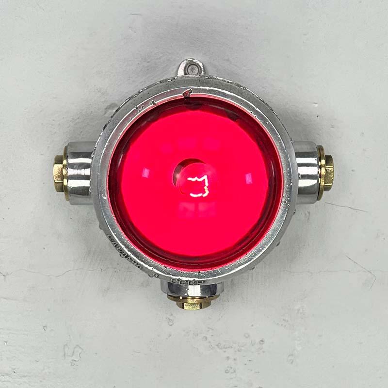 Late 20th Century Late Century Vintage Industrial Spotlight - Red Glass For Sale