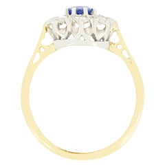 Late Deco 0.40ct Sapphire and Diamond Cluster Ring, c.1940s