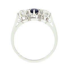 Late Deco 0.45ct Sapphire and Diamond Three Stone, c.1940s