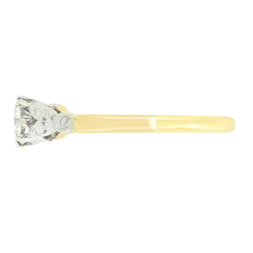 Anillo solitario de diamantes de 0,50 ct, estilo Decó tardío, c.1940 Art Decó en venta