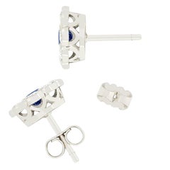 Late Deco 0.50ct Sapphire and Diamond Daisy Cluster Earrings, c.1940s