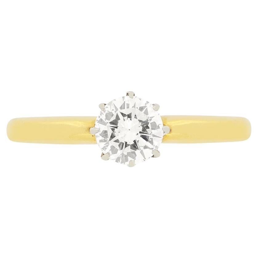 Anillo solitario de diamantes de 0,52 ct, estilo Decó tardío, c.1930