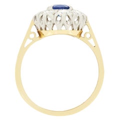 Late Deco 0.60ct Sapphire and Diamond Cluster Ring, c.1940s