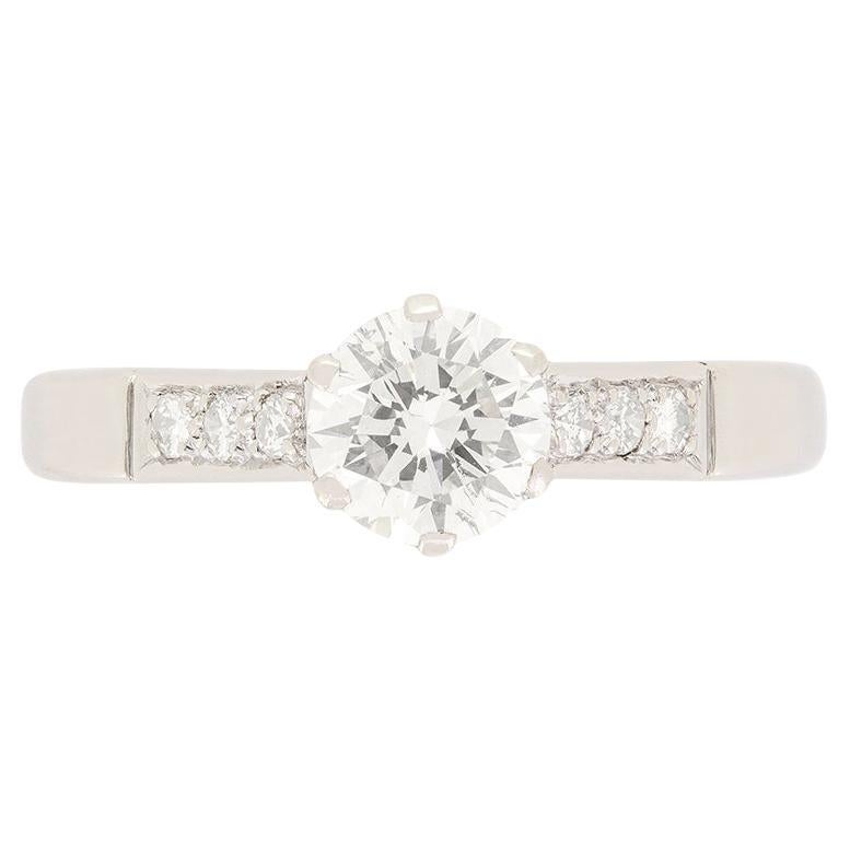 Late Deco 0.65ct Diamond Solitaire Ring, c.1940s For Sale