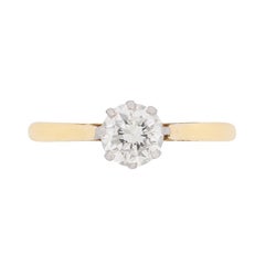 Late Deco 0.74 Carat Diamond Solitaire Engagement Ring, circa 1940s