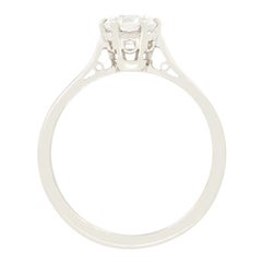 Anello solitario con diamante da 0,75 carati in stile tardo-decò, anni '40 circa
