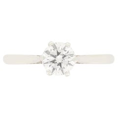 Anello solitario con diamante da 0,75 carati in stile tardo-decò, anni '40 circa