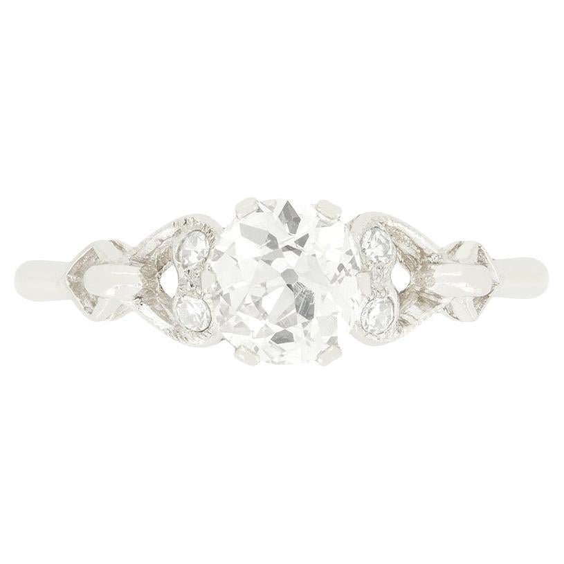 Spätdeko-Diamant-Solitärring (0,76 Karat), um 1940 im Angebot