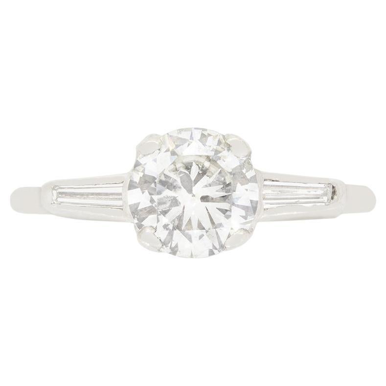 Late Deco 0.85ct Diamond Solitaire Ring, c.1930s For Sale