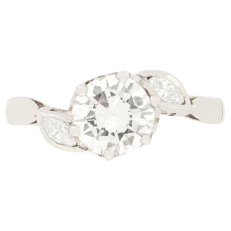 Anillo solitario de diamantes de 0,90 ct, c.1940s