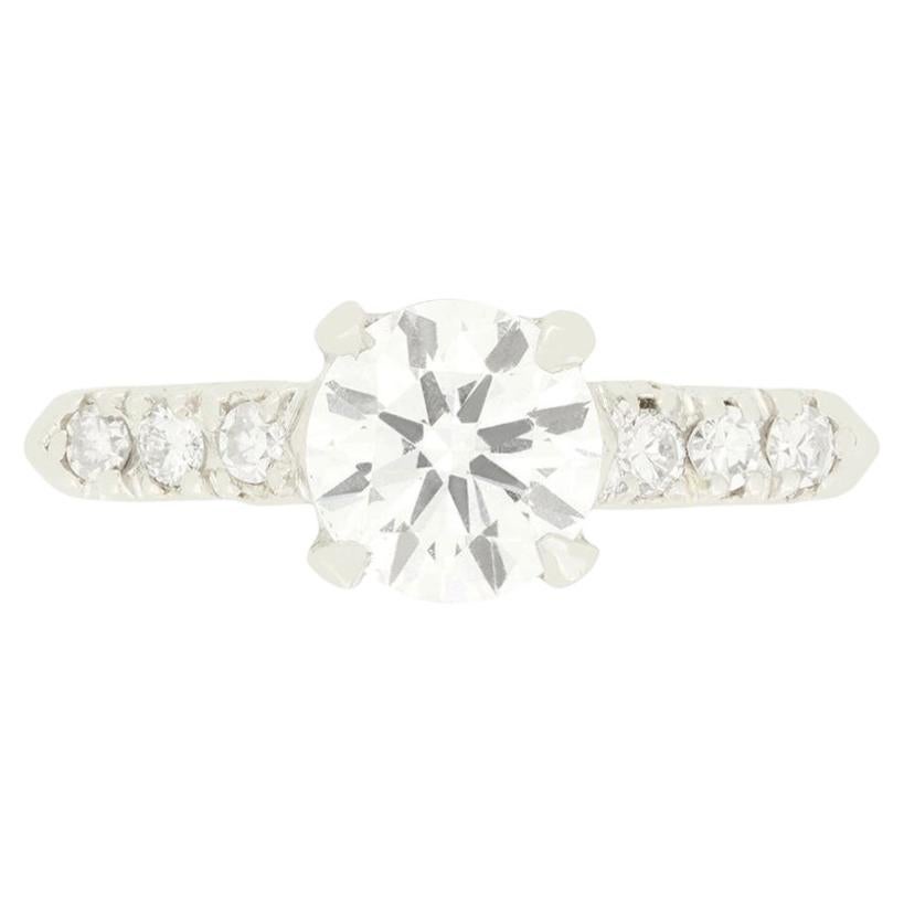 Late Deco 0.90ct Diamond Solitaire Ring, c.1940s