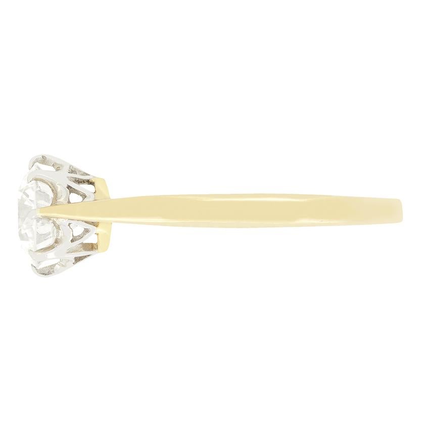 Art Déco Anello solitario con diamante da 0,95 carati in stile tardo-decò, 1930 ca. in vendita