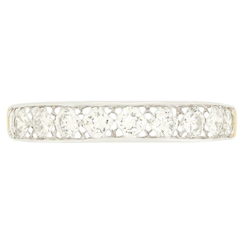 Late Deco 1.00ct Diamond Half Eternity Ring, c.1940s