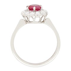 Late Deco 1.00ct Ruby and Diamond Halo Ring, c.1930s