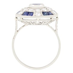 Late Deco 1.00ct Sapphire and Diamond Cluster Ring, c.1940s