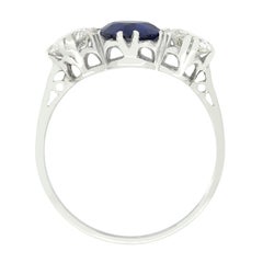Late Deco 1.00ct Sapphire and Diamond Three Stone, c.1930s