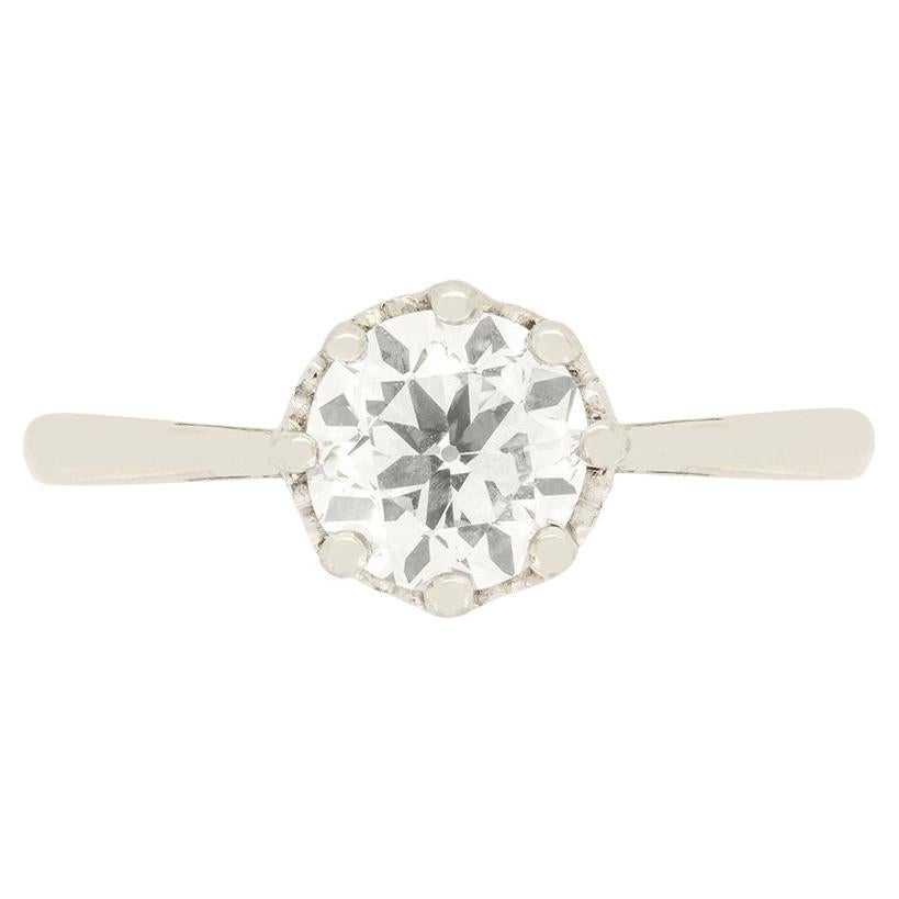 Late Deco 1.04ct Diamond Solitaire Ring, C.1930s For Sale